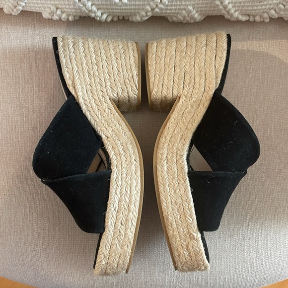 Zara Basic Collection - black woven raffia block heel platform EU 40 (size 9) - Picture 5 of 6